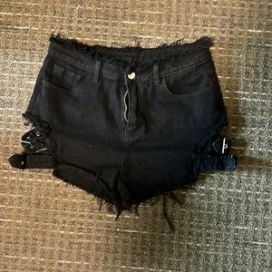 Cute black jean shorts with cutouts